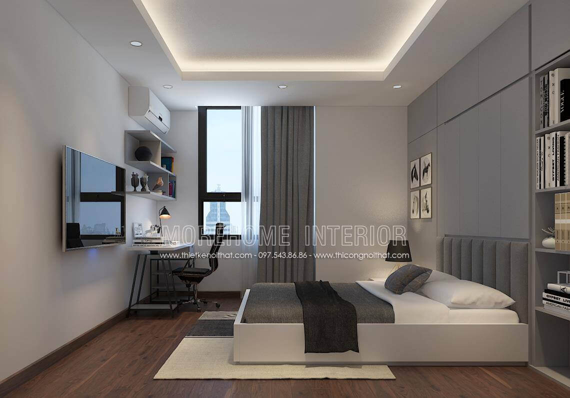 Thiết kế nội thất phòng ngủ master hiện đại với trang thiết bị nổi thất tiện nghi Mẫu thiết kế nội thất chung cư đẹp