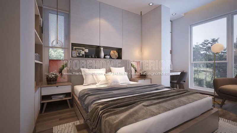 Thiết kế phòng ngủ Master hiện đại với mẫu giường thông minh Mẫu thiết kế nội thất chung cư đẹp