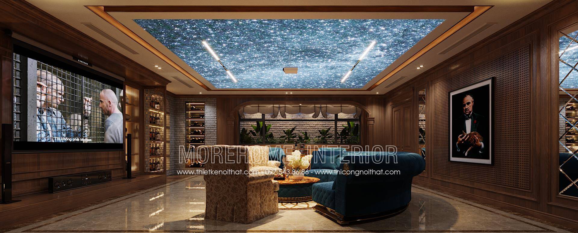 Sofa tân cổ điển đẹp cho tầng hầm biệt thự Mẫu nội thất biệt thự tân cổ điển