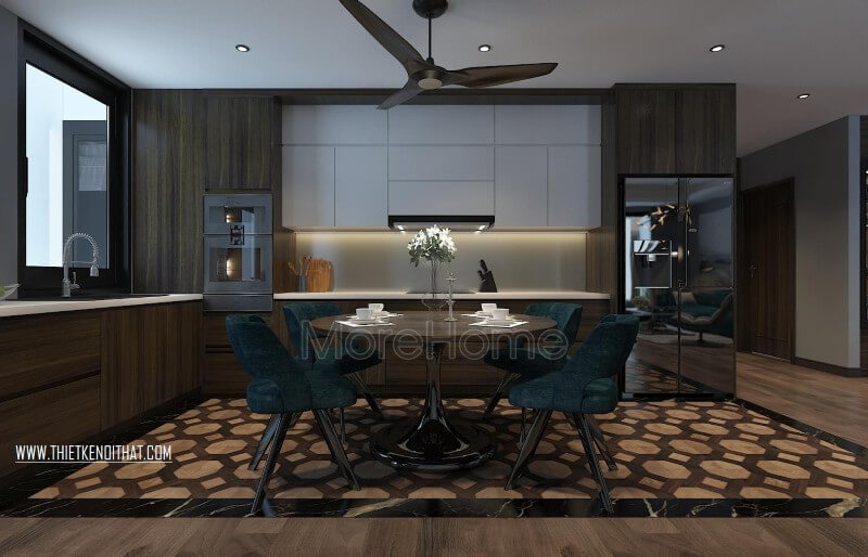 Tủ bếp hiện đại gỗ công nghiệp chữ L tạo không gian chứa đồ lớn Thiết kế phòng bếp, tủ bếp đẹp