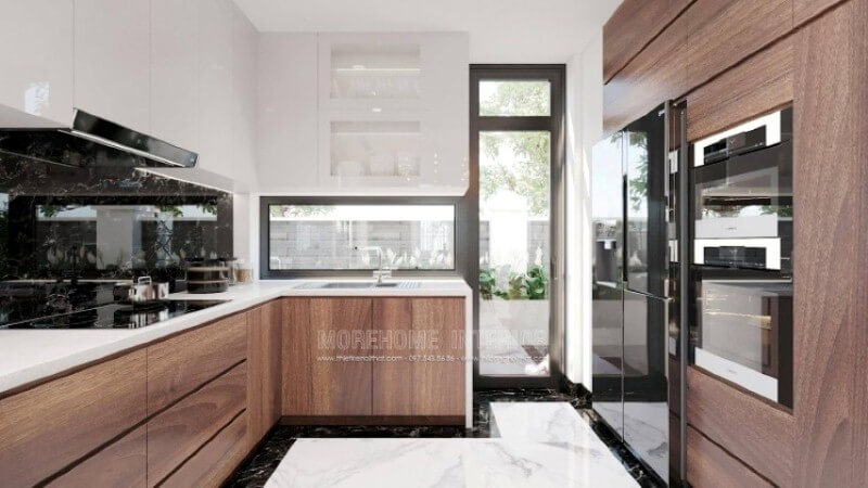 Là một người phụ nữ trong gia đình việc có một phòng bếp hoàn hảo vừa đáp ứng mọi công năng vừa đem lại cần thiết cũng như phát triển mạnh mẽ đồ nội thất, tính thẩm mỹ ngày càng khắt khe, bạn có thể nhanh chóng có được mẫu bố trí không gian phòng bếp tuyệt đẹp cho mình như trong mẫu thiết kế nội thất phòng bếp tại biệt thự Vinhomes Imperia Hải Phòng. Thiết kế phòng bếp, tủ bếp đẹp