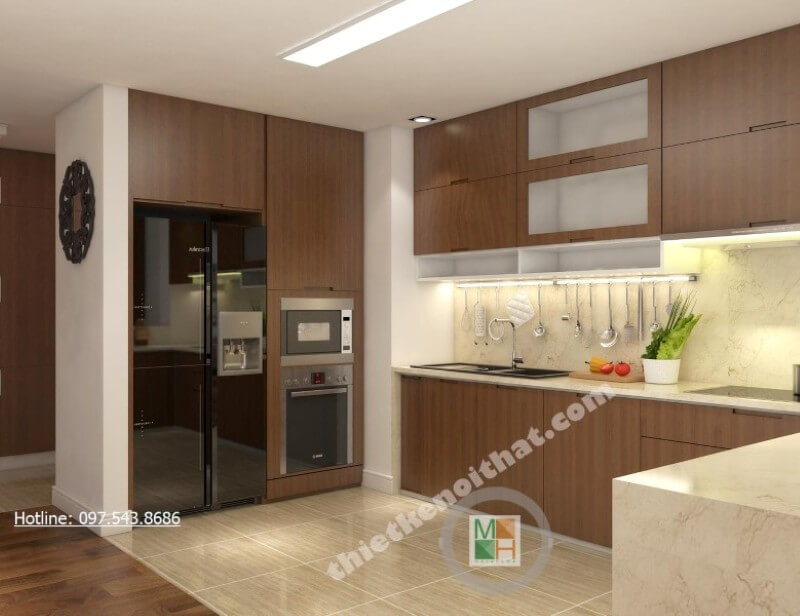Với sự phân chia hợp lí và khoa học, tủ bếp hiện đại giúp cho người nội trợ dễ dàng nấu nướng nhanh chóng hơn Tủ bếp đẹp