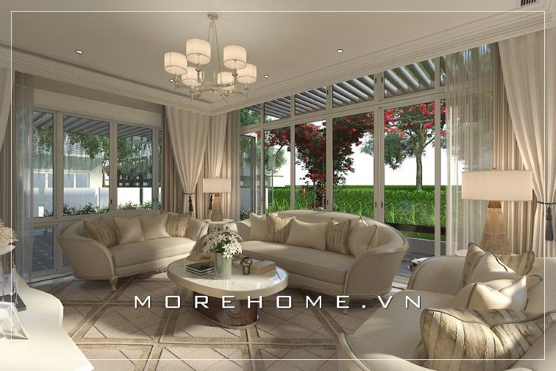 Thiết kế phòng khách biệt thự đẹp luôn gây được ấn tượng tốt với khách đến thăm nhà.