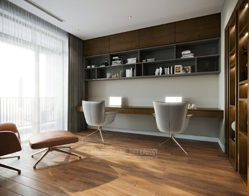 Mẫu kệ ốp tường ấn tượng với cốt gỗ công nghiệp màu gỗ óc chó sang trọng