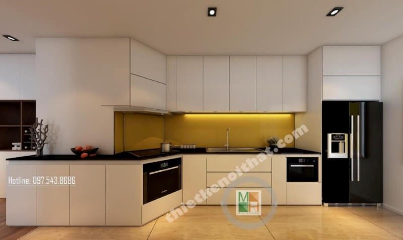 Sang trọng, lạ mắt với mẫu tủ bếp chung cư gỗ công nghiệp