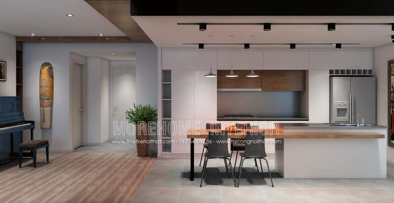 Mẫu thiết kê tủ bếp gỗ công nghiệp cho nhà chung cư nhỏ