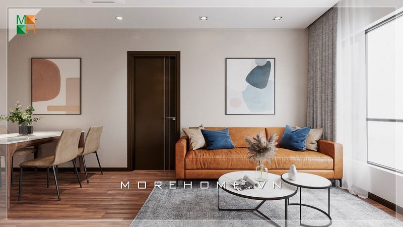 Giới thiệu mẫu ghế sofa bọc da bò nổi bật phù hợp với không gian phòng khách chung cư đơn giản, kết hợp mẫu bàn độc đáo 2 mặt tròn chồng lên nhau khiến căn phòng khách trở nên hiện đại và sang trọng hơn.