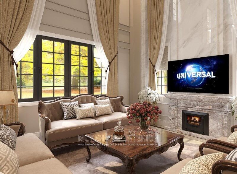 Mẫu bàn trà gỗ óc chó tân cổ điển mang thương hiệu nội thất Morehome được nhiều khách quan tâm lựa chọn cho không gian sống.