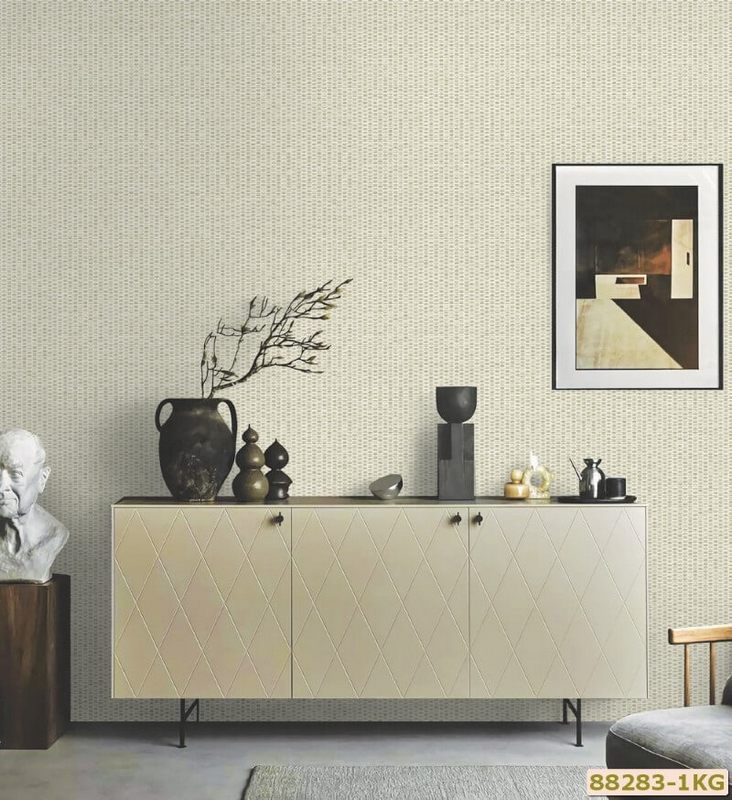 Giấy dán tường mã 88283-1 với tông màu sáng cùng họa tiết hình vuông kẻ nhỏ tạo giúp thu hút hơn nhiều 